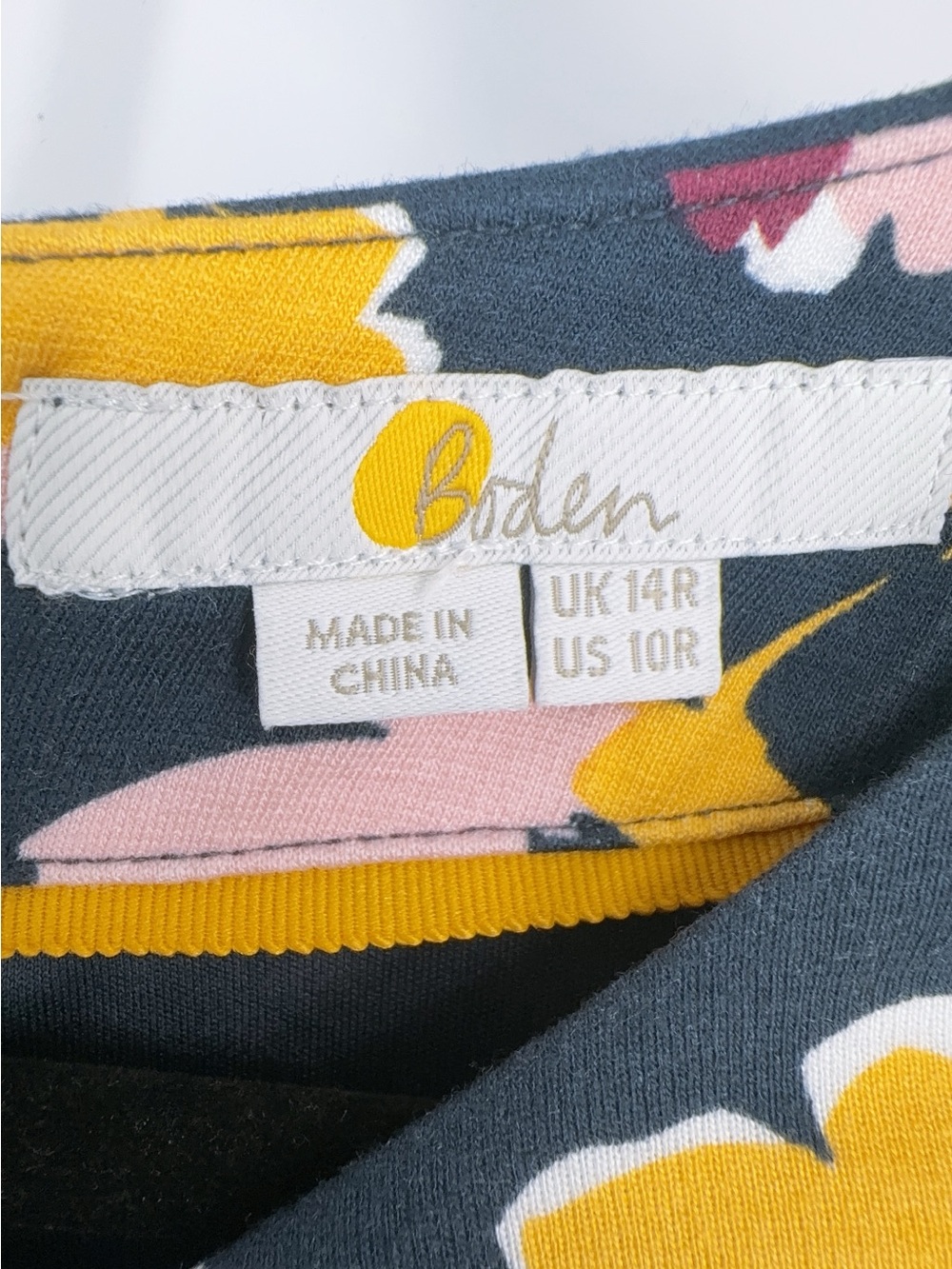 Boden Alexis Navy Yellow Floral Jersey Dress Size 10 - Picture 5 of 11